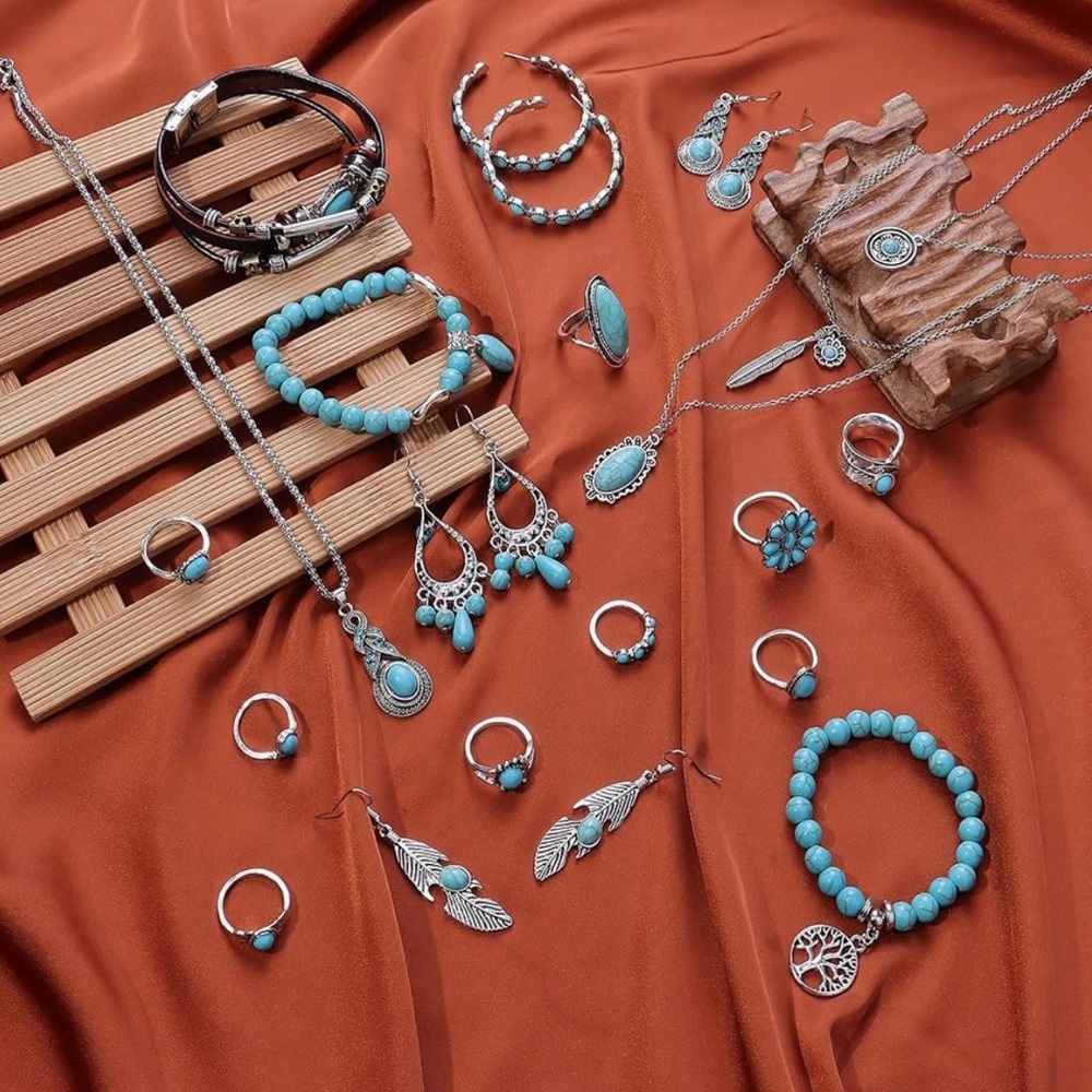 Turquoise and Silver Jewelry Set - Picture 2 of 5